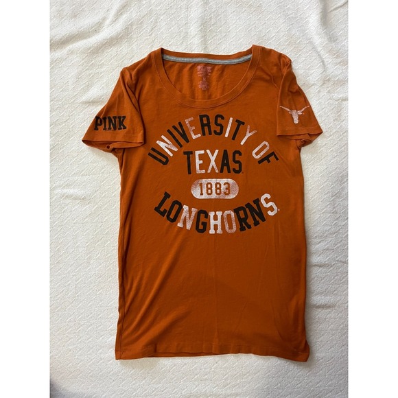Pink Victoria's Secret 5th & Ocean Womens Medium T-Shirt Orange Texas Longhorns - Picture 1 of 3